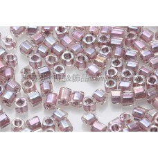 1.5mm方管日本珠-七彩水晶光內鑲玫瑰金色-5g