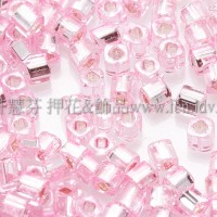1.5mm方管日本珠-粉紅灌銀色-5g