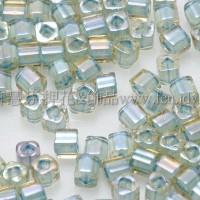 1.5mm方管日本珠-彩虹黃水晶內鑲海洋泡泡色-5g