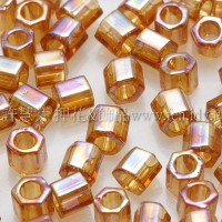 3mm方管日本珠彩虹黃玉色--10g