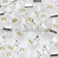 3mm方管日本珠透明水晶灌銀色--10g