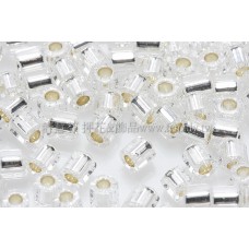 3mm方管日本珠透明水晶灌銀色--10g