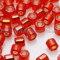3mm方管日本珠暹邏紅灌銀色--10g