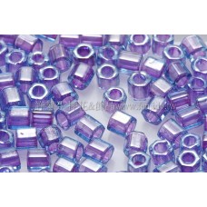3mm方管日本珠水藍內鑲紫色--10g