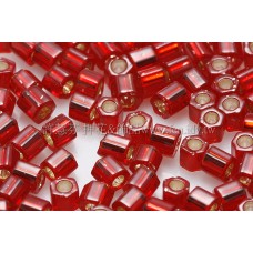 3mm方管日本珠酒紅內灌銀色--10g