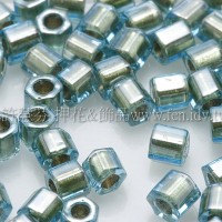 3mm方管日本珠水藍內鑲金色--10g