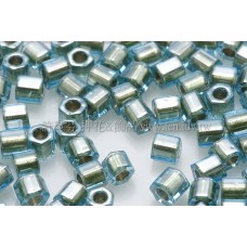 3mm方管日本珠水藍內鑲金色--10g