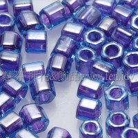 3mm方管日本珠水藍內鑲紫羅蘭色--10g