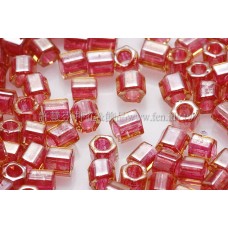 3mm方管日本珠黃玉內鑲紅石榴色--10g