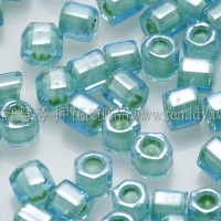 3mm方管日本珠水藍內鑲黃水仙色--10g