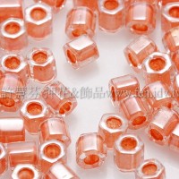 3mm方管日本珠水晶內鑲豔橙色--10g