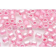 3mm方管日本珠水晶內鑲芭蕾粉紅色--10g