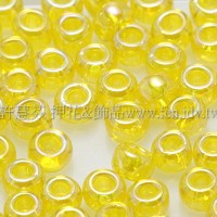 3mm圓管日本珠透明彩虹檸檬黃色--10g