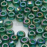 3mm圓管日本珠透明彩虹翡翠綠色--10g