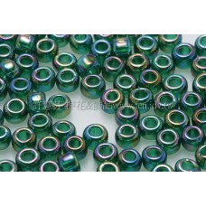 3mm圓管日本珠透明彩虹翡翠綠色--10g