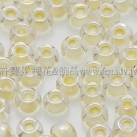 3mm圓管日本珠七彩水晶內鑲不透明奶油黃色--10g