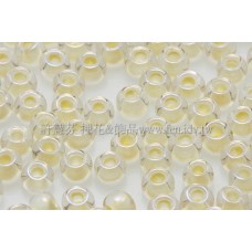 3mm圓管日本珠七彩水晶內鑲不透明奶油黃色--10g