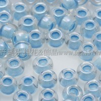 3mm圓管日本珠七彩水晶內鑲不透明天藍色--10g