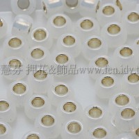 3mm圓管日本珠牛奶白內鑲金色--10g