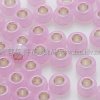 3mm圓管日本珠牛奶粉紅內鑲金色--10g