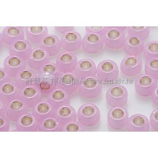 3mm圓管日本珠牛奶粉紅內鑲金色--10g