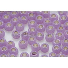 3mm圓管日本珠牛奶紫色內鑲金色--10g