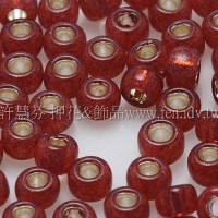 3mm圓管日本珠牛奶紅石榴內鑲金色--10g