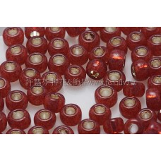 3mm圓管日本珠牛奶紅石榴內鑲金色--10g