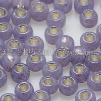 3mm圓管日本珠牛奶薰衣草內鑲金色--10g