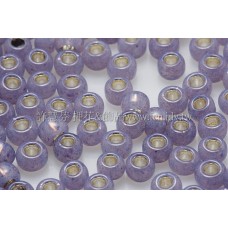 3mm圓管日本珠牛奶薰衣草內鑲金色--10g