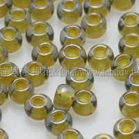 3mm圓管日本珠灰鑽光內鑲不透明中國黃色--10g