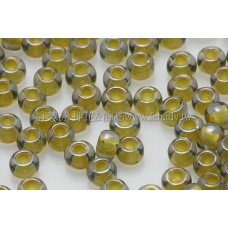 3mm圓管日本珠灰鑽光內鑲不透明中國黃色--10g