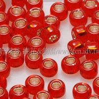 3mm圓管日本珠暹邏紅灌銀色--10g