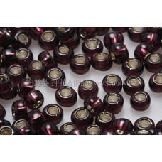 3mm圓管日本珠深紫紅內灌銀色--10g