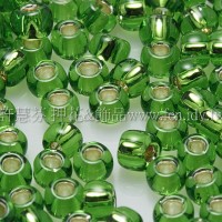 3mm圓管日本珠翠綠內灌銀色--10g