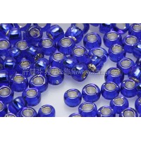 3mm圓管日本珠深藍內灌銀色--10g