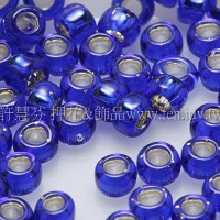 3mm圓管日本珠深藍內灌銀色--10g