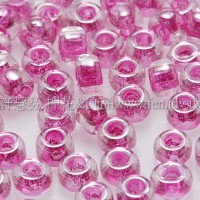 3mm圓管日本珠七彩水晶內鑲桃紅色--10g