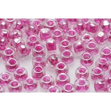 3mm圓管日本珠七彩水晶內鑲桃紅色--10g