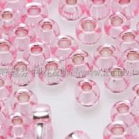 3mm圓管日本珠粉紅灌銀色--10g