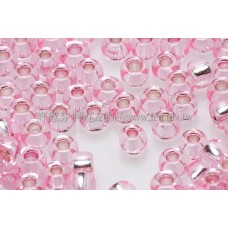 3mm圓管日本珠粉紅灌銀色--10g