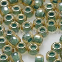 3mm圓管日本珠黃玉內鑲薄荷綠色--10g