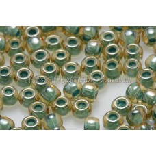 3mm圓管日本珠黃玉內鑲薄荷綠色--10g