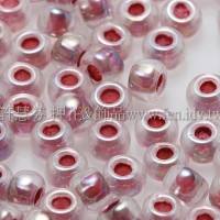 3mm圓管日本珠彩虹水晶內鑲草莓色--10g