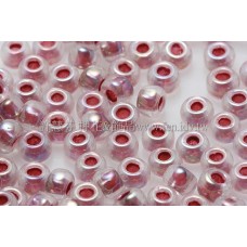 3mm圓管日本珠彩虹水晶內鑲草莓色--10g