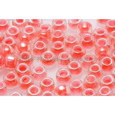 3mm圓管日本珠亮彩螢光鮭魚紅色--10g