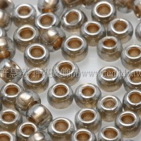 3mm圓管日本珠灰鑽石內鑲金色--10g