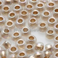 3mm圓管日本珠水晶透明彩虹金色--10g