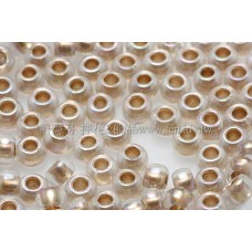 3mm圓管日本珠水晶透明彩虹金色--10g