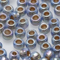 3mm圓管日本珠藍寶石透明彩虹金色--10g